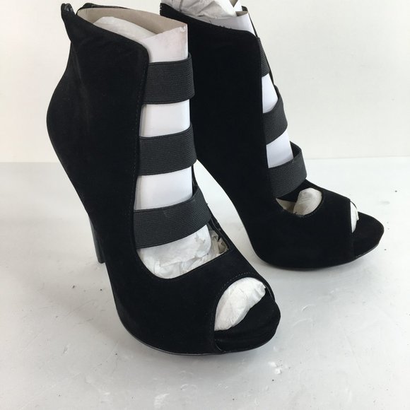 Elegant Black Peep-Toe Heels - Picture 1 of 7